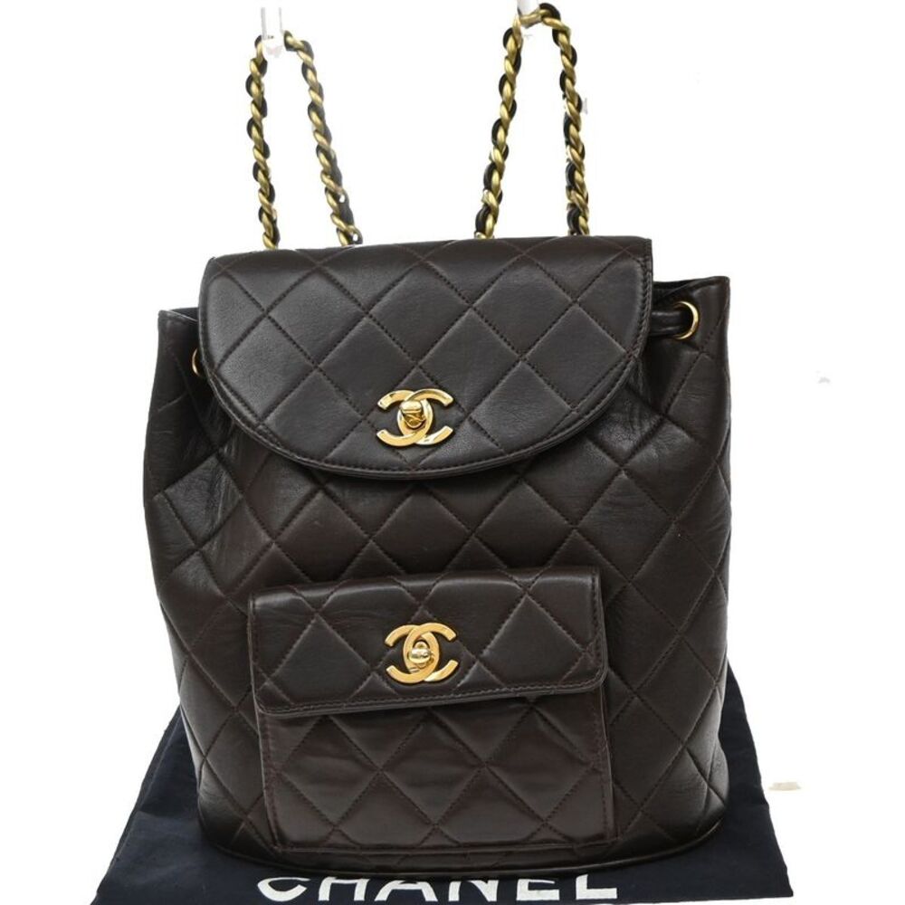 Chanel Duma Drawstring Quilted Leather Brown Leather Backpack Bag